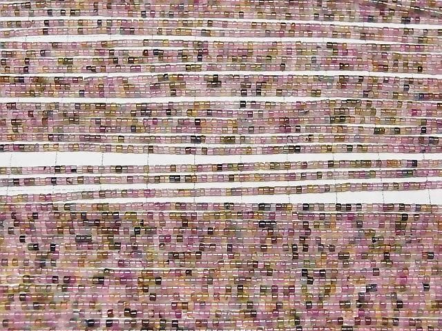 [Video] Multicolor Tourmaline AA++ Tube (Heishi) 1.5x1.5x1mm 1strand beads (approx. 15 inches/37 cm)