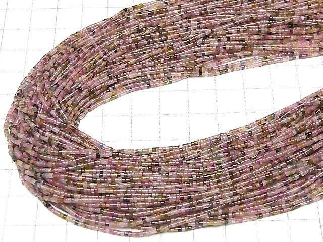 [Video] Multicolor Tourmaline AA++ Tube (Heishi) 1.5x1.5x1mm 1strand beads (approx. 15 inches/37 cm)