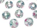 [Video] Mosaic Shell Round Cabochon 10x10mm [Pink x Green] 3pcs