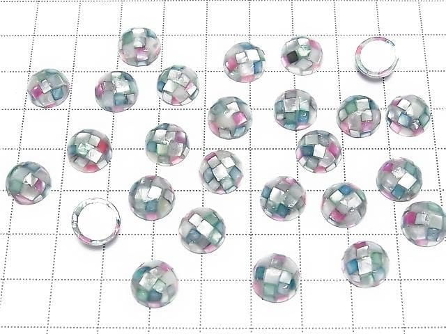 [Video] Mosaic Shell Round Cabochon 10x10mm [Pink x Green] 3pcs