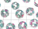 [Video] Mosaic Shell Round Cabochon 12x12mm [Pink x Green] 3pcs