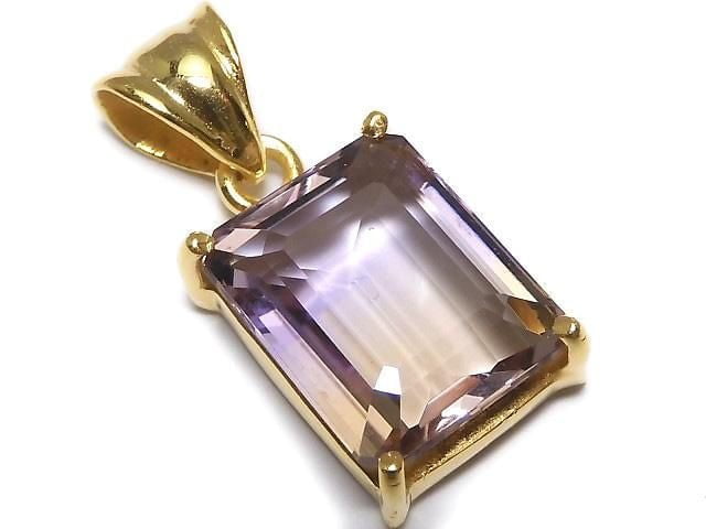 [Video][One of a kind] High Quality Ametrine AAA Faceted Pendant 18KGP NO.108