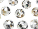 [Video] Mosaic Shell Round Cabochon 12x12mm [White x Abalone Shell] 3pcs