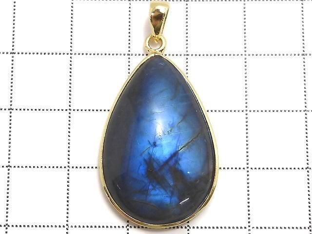 [Video][One of a kind] Blue Labradorite AAA Pendant 18KGP NO.58