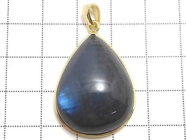 [Video][One of a kind] Blue Labradorite AAA Pendant 18KGP NO.60