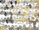 [Video] High Quality Rutilated Quartz xTourmaline Quartz AA++ Drop (Smooth) Half or 1 Strand Bead (approx. 7 inches/18 cm)