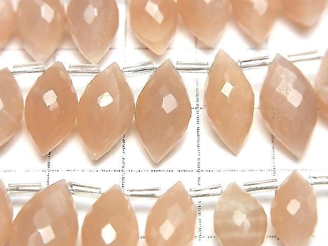[Video] High Quality Peach Moonstone AAA- Marquise Rice Faceted Briolette Half or 1 Strand Bead (approx. 7 inches/17 cm)