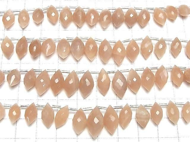 [Video] High Quality Peach Moonstone AAA- Marquise Rice Faceted Briolette Half or 1 Strand Bead (approx. 7 inches/17 cm)