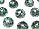 [Video] Mosaic Shell Round Cabochon 12x12mm [Black x Abalone Shell] 3pcs
