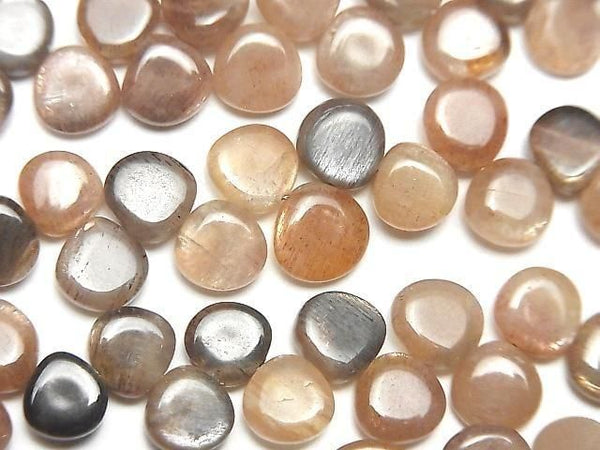 [Video] High Quality Silver & Golden Sheen Orange Moonstone AA++ Chestnut (Smooth) 1strand Beads (approx. 7 inches/18 cm)