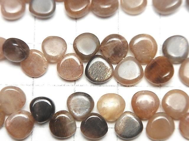 [Video] High Quality Silver & Golden Sheen Orange Moonstone AA++ Chestnut (Smooth) 1strand Beads (approx. 7 inches/18 cm)