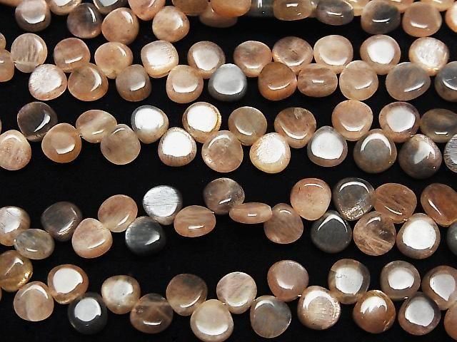 [Video] High Quality Silver & Golden Sheen Orange Moonstone AA++ Chestnut (Smooth) 1strand Beads (approx. 7 inches/18 cm)