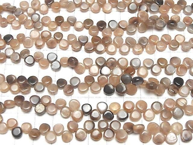 [Video] High Quality Silver & Golden Sheen Orange Moonstone AA++ Chestnut (Smooth) 1strand Beads (approx. 7 inches/18 cm)