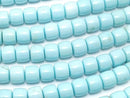 [Video] Magnesite Turquoise Rondelle (Heishi) 6x6x5mm [Light Blue] 1 strand beads (approx. 15 inches/38 cm)