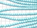 [Video] Magnesite Turquoise Rondelle (Heishi) 6x6x5mm [Light Blue] 1 strand beads (approx. 15 inches/38 cm)