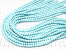[Video] Magnesite Turquoise Rondelle (Heishi) 6x6x5mm [Light Blue] 1 strand beads (approx. 15 inches/38 cm)
