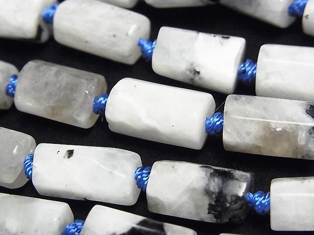 [Video] Rainbow Moonstone Rough Tube - Faceted Nugget 1strand beads (approx. 14 inches/35 cm)