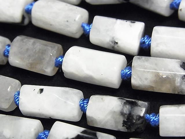 [Video] Rainbow Moonstone Rough Tube - Faceted Nugget 1strand beads (approx. 14 inches/35 cm)