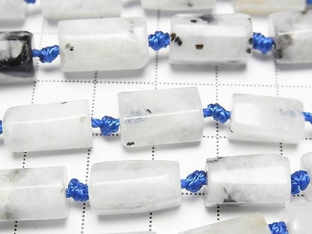 [Video] Rainbow Moonstone Rough Tube - Faceted Nugget 1strand beads (approx. 14 inches/35 cm)