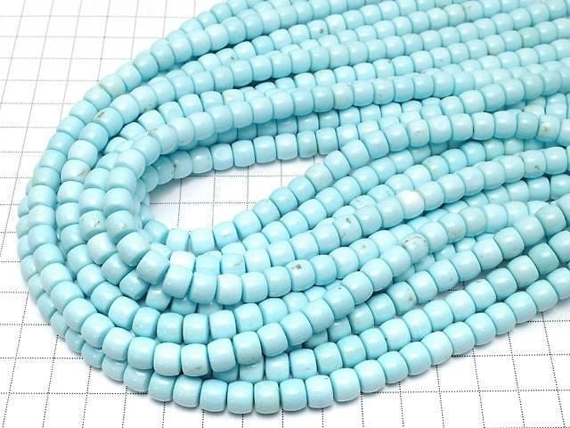 [Video] Magnesite Turquoise Rondelle (Heishi) 8x8x6mm [Light Blue] 1 strand beads (approx. 15 inches/38 cm)