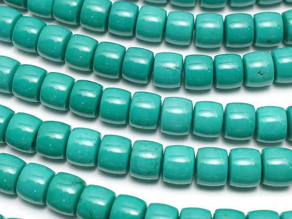 [Video] Magnesite Turquoise Rondelle (Heishi) 6x6x5mm [Blue-Green] 1strand beads (approx. 15 inches/38 cm)
