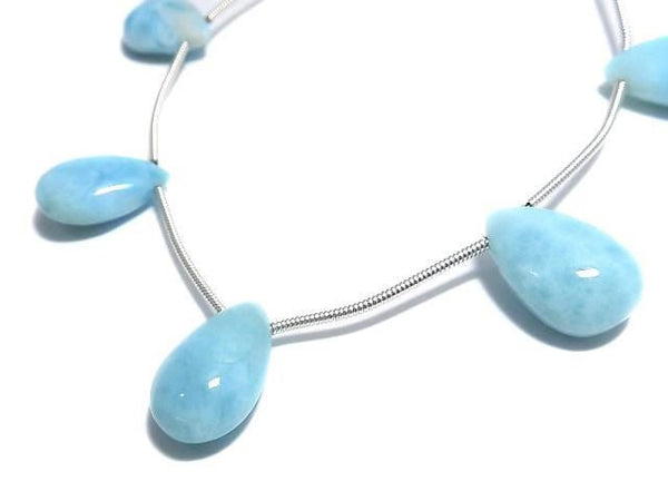 [Video][One of a kind] Larimar Pectolite AA++ Pear shape (Smooth) 1strand (7pcs ) NO.3