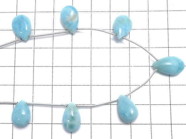 [Video][One of a kind] Larimar Pectolite AA++ Pear shape (Smooth) 1strand (7pcs ) NO.3