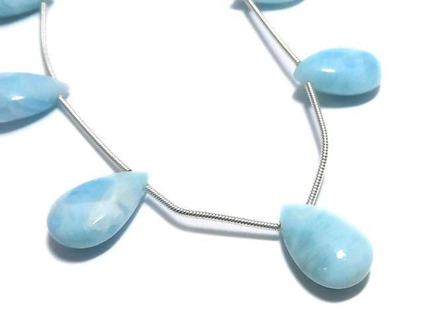 [Video][One of a kind] Larimar Pectolite AA++ Pear shape (Smooth) 1strand (7pcs ) NO.4