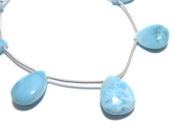 [Video][One of a kind] Larimar Pectolite AA++ Pear shape (Smooth) 1strand (7pcs ) NO.5