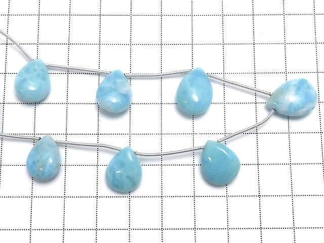 [Video][One of a kind] Larimar Pectolite AA++ Pear shape (Smooth) 1strand (7pcs ) NO.5