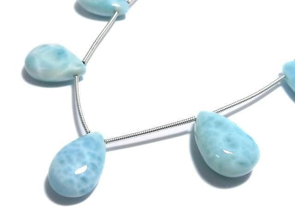 [Video][One of a kind] Larimar Pectolite AA++ Pear shape (Smooth) 1strand (7pcs ) NO.6