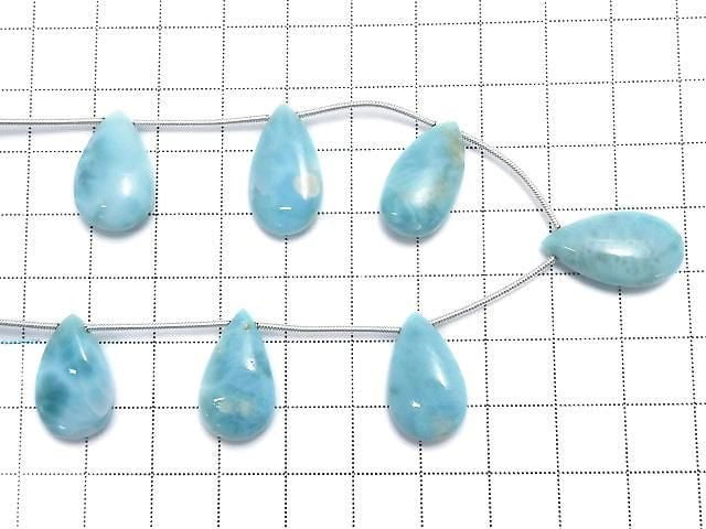 [Video][One of a kind] Larimar Pectolite AA++ Pear shape (Smooth) 1strand (7pcs ) NO.7