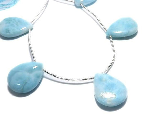 [Video][One of a kind] Larimar Pectolite AA++ Pear shape (Smooth) 1strand (5pcs ) NO.9