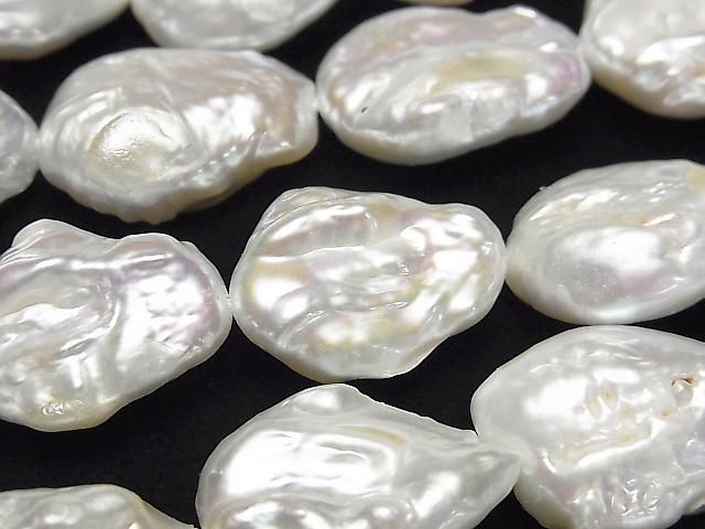[Video] Fresh Water Pearl AA Pear Shape - Baroque 18-24mm White 1strand beads (approx. 14 inches/35 cm)