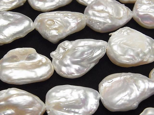 [Video] Fresh Water Pearl AA Pair - Baroque 16-22mm White 1strand beads (approx. 15 inches/36 cm)