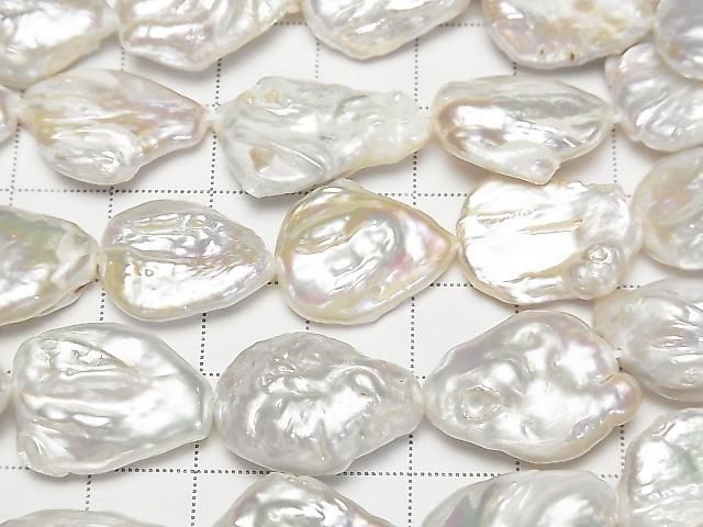 [Video] Fresh Water Pearl AA Pair - Baroque 16-22mm White 1strand beads (approx. 15 inches/36 cm)