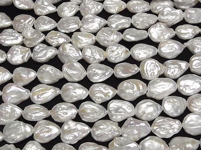 [Video] Fresh Water Pearl AA Pear Shape - Baroque 18-24mm White 1strand beads (approx. 14 inches/35 cm)
