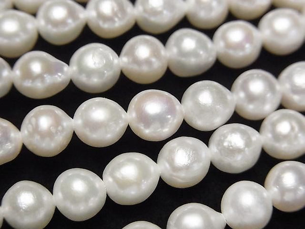 [Video] Fresh Water Pearl AA+ Natural Drop - Rice 6-7mm White 1strand beads (approx. 15 inches/38 cm)