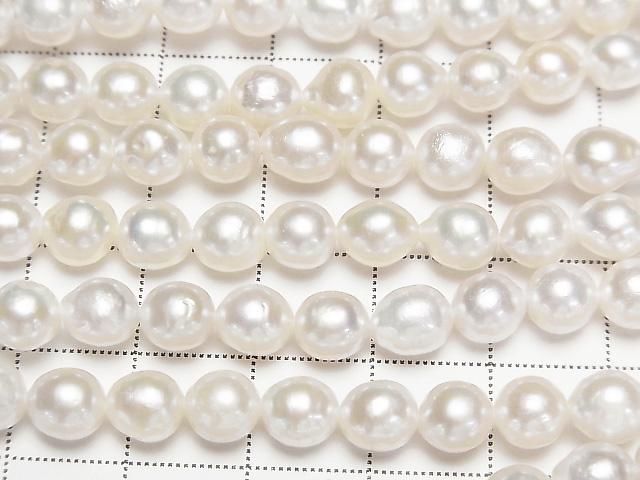 [Video] Fresh Water Pearl AA+ Natural Drop - Rice 6-7mm White 1strand beads (approx. 15 inches/38 cm)