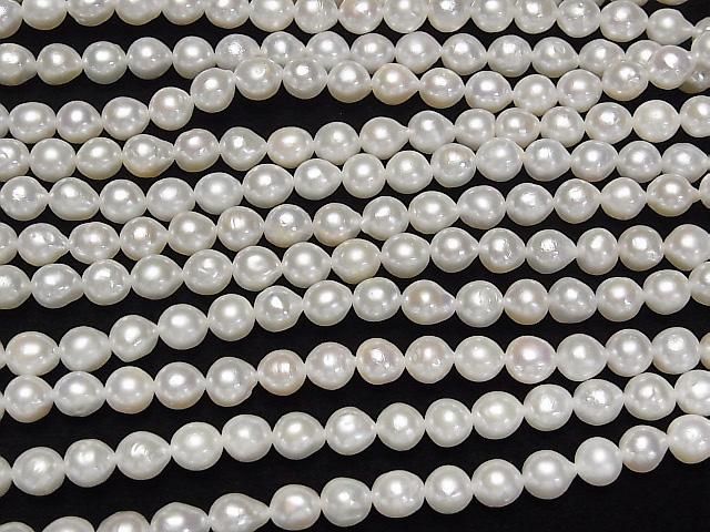 [Video] Fresh Water Pearl AA+ Natural Drop - Rice 6-7mm White 1strand beads (approx. 15 inches/38 cm)