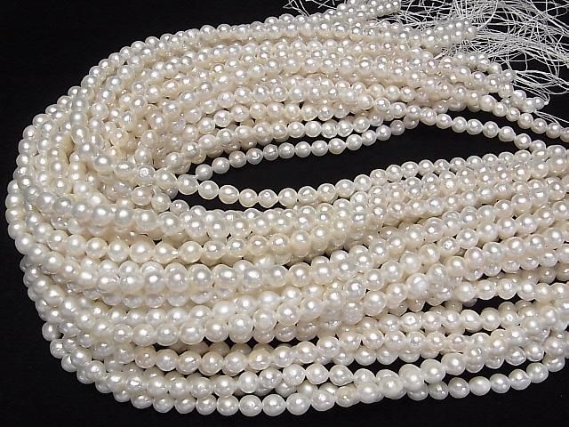[Video] Fresh Water Pearl AA+ Natural Drop - Rice 6-7mm White 1strand beads (approx. 15 inches/38 cm)