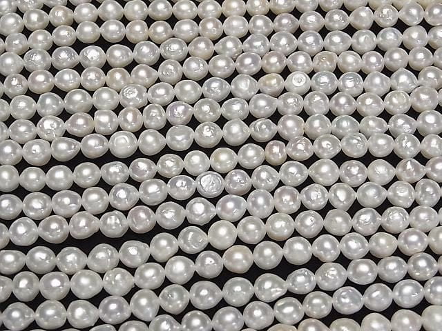 [Video] Fresh Water Pearl AA+ Natural Round-Rice 5.5-7mm White 1strand beads (approx. 15 inches/38 cm)