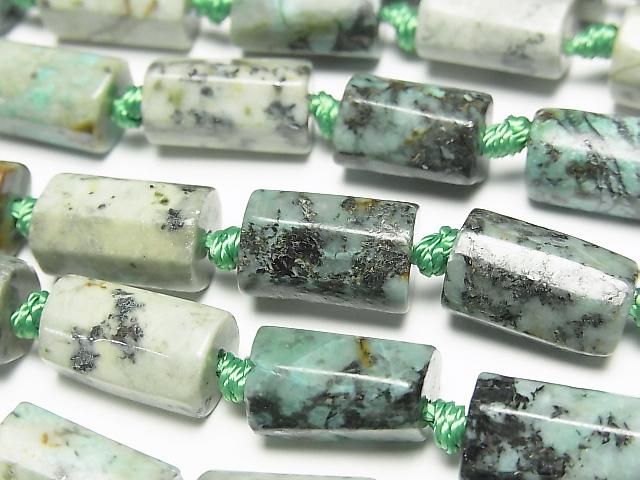 [Video] African Turquoise Rough Tube - Faceted Nugget 1 strand beads (approx. 14 inches/35 cm)