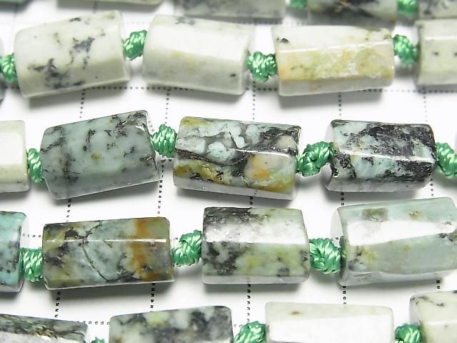 [Video] African Turquoise Rough Tube - Faceted Nugget 1 strand beads (approx. 14 inches/35 cm)