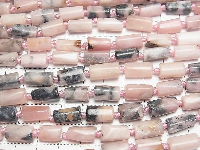 [Video] Pink Soap Stone Rough Tube - Faceted Nugget 1strand beads (approx. 14 inches/35 cm)