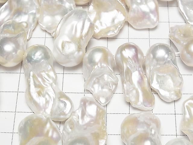 [Video] Fresh Water Pearl AA+ Fin Baroque 23-37mm White 1strand beads (approx. 16 inches/39 cm)