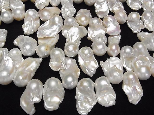 [Video] Fresh Water Pearl AA+ Fin Baroque 23-37mm White 1strand beads (approx. 16 inches/39 cm)