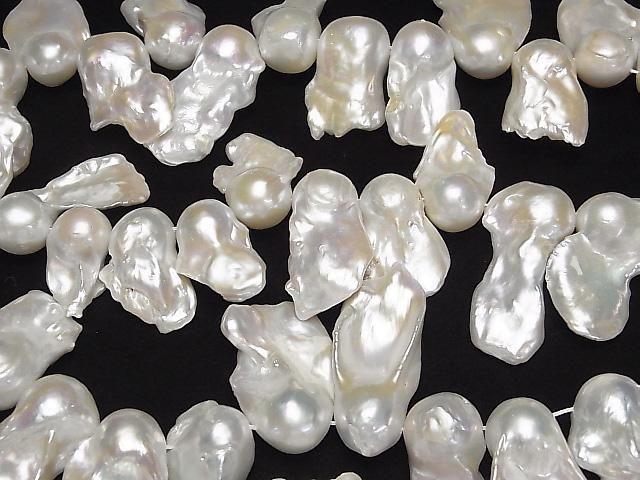 [Video] Fresh Water Pearl AA+ Fin Baroque 20-37mm White 1strand beads (approx. 16 inches/39 cm)