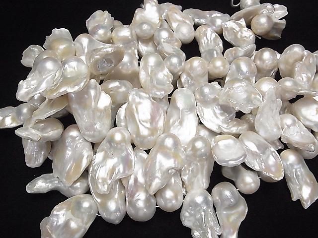 [Video] Fresh Water Pearl AA+ Fin Baroque 20-37mm White 1strand beads (approx. 16 inches/39 cm)