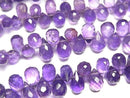 [Video] High Quality Amethyst AAA- Drop Faceted Briolette 1strand beads (approx. 6 inches/16 cm)